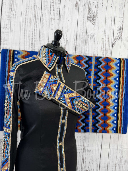 Black, Royal Blue, Baby Blue, Copper & Tan Day Shirt Set (Large)