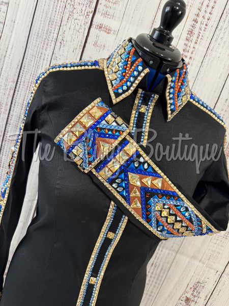 Black, Royal Blue, Baby Blue, Copper & Tan Day Shirt Set (Large)