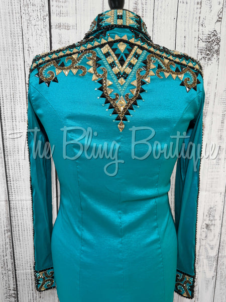 Teal, Chocolate, Black & Tan Day Shirt Set (Medium)