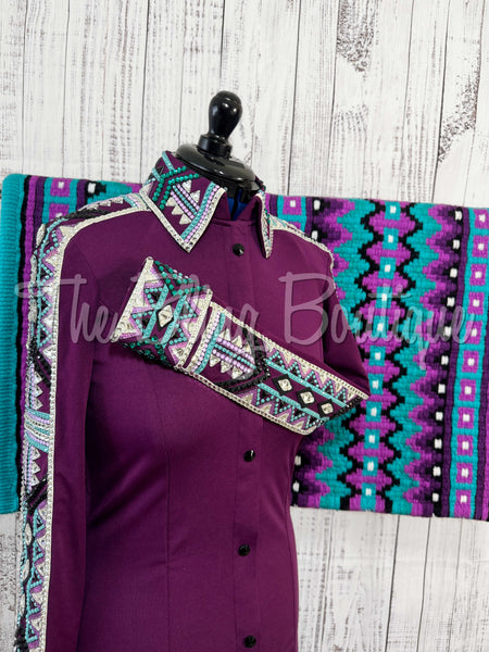 Wildberry, Teal & Black Day Shirt Set (Medium)