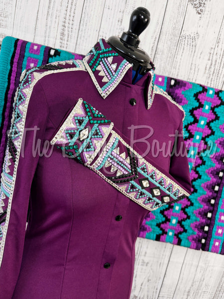 Wildberry, Teal & Black Day Shirt Set (Medium)