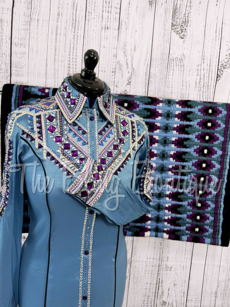 Cornflower Blue, Periwinkle, Purple & Black Day Shirt Set (Medium)