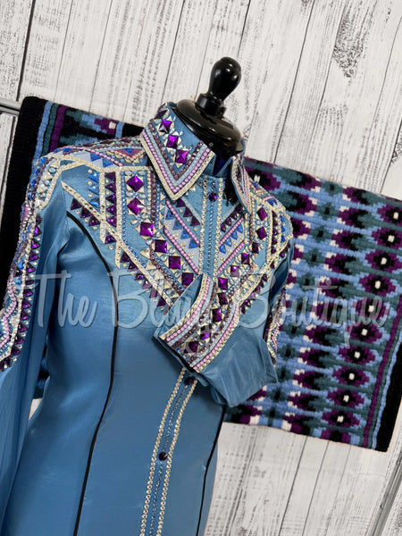 RE-ORDER Cornflower Blue, Periwinkle & Purple Day Shirt Set (Choose Your Size)