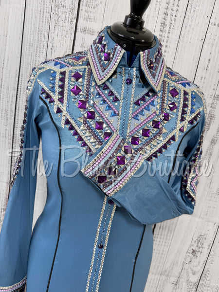 RE-ORDER Cornflower Blue, Periwinkle & Purple Day Shirt Set (Choose Your Size)
