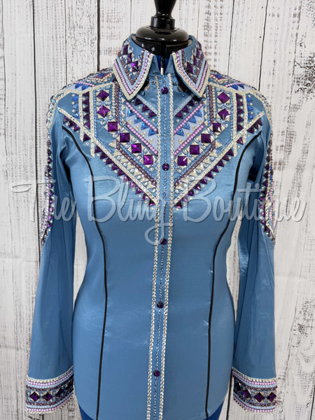 Cornflower Blue, Periwinkle, Purple & Black Day Shirt Set (Medium)