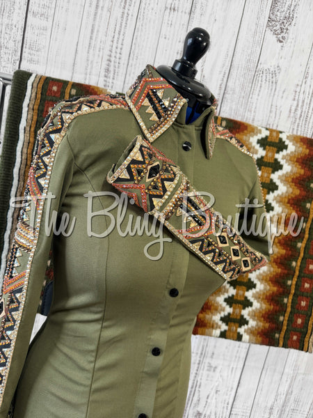 Olive Green, Rust, Tan & Black Day Shirt Set (Medium)
