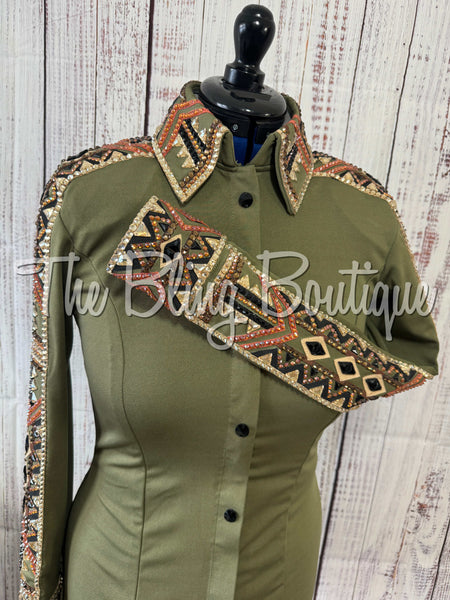 Olive Green, Rust, Tan & Black Day Shirt Set (Medium)