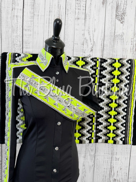 Black, Neon Yellow & Grey Day Shirt Set (Small)
