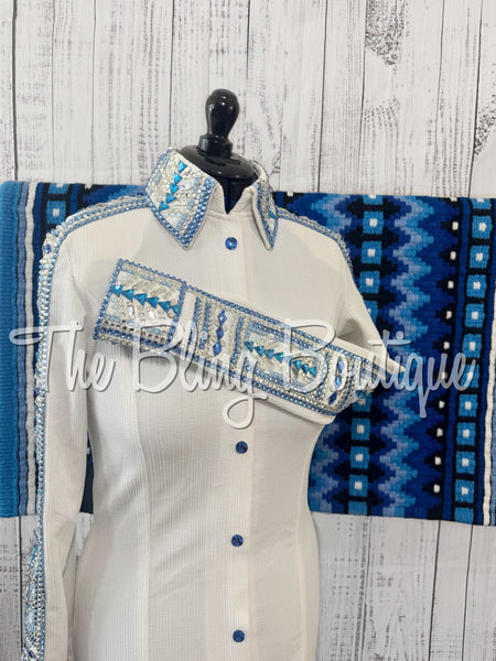 White, Periwinkle & Malibu Blue Day Shirt Set (Medium)