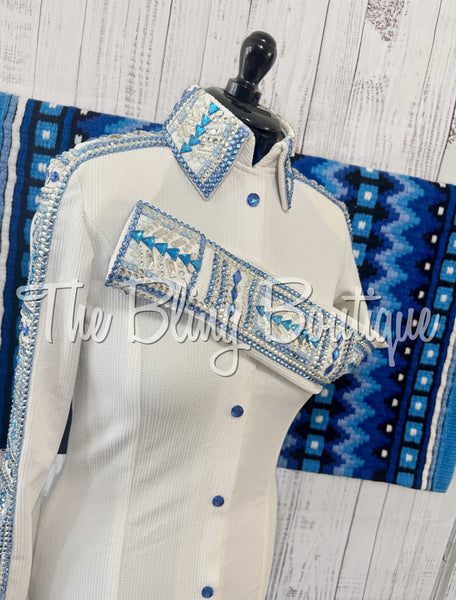White, Periwinkle & Malibu Blue Day Shirt Set (Medium)