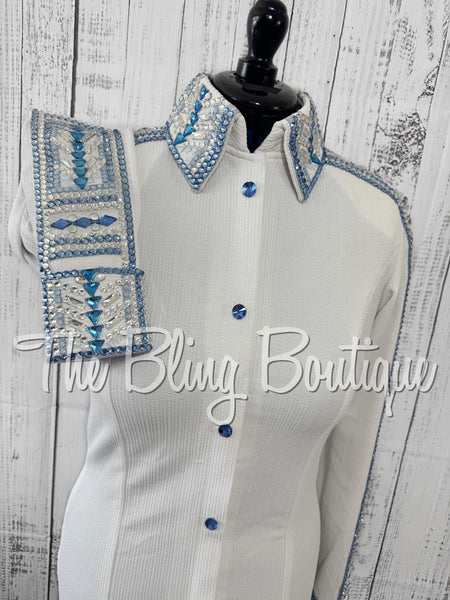 White, Periwinkle & Malibu Blue Day Shirt Set (Medium)