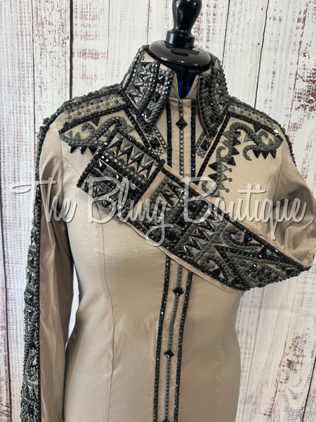 RE-ORDER Tan, Charcoal & Black Day Shirt Set (Choose Your Size)