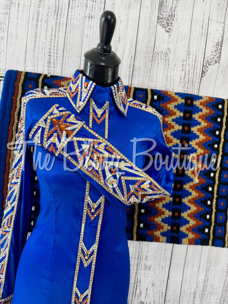 Royal Blue, Copper, Tan & White Day Shirt Set (Small)