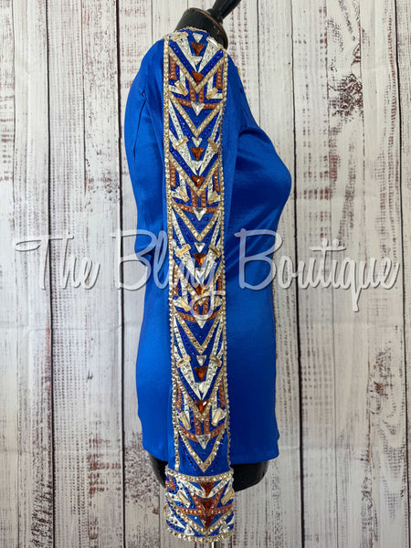 Royal Blue, Copper, Tan & White Day Shirt Set (Small)