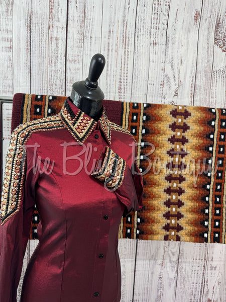 Burgundy, Copper, Tan & Black Day Shirt Set (XS/S)