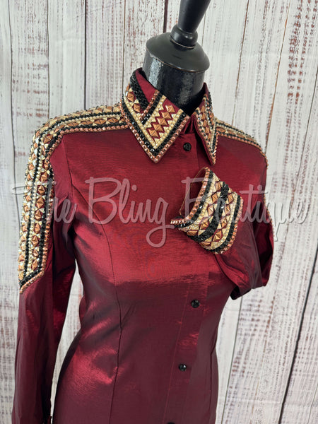 Burgundy, Copper, Tan & Black Day Shirt Set (XS/S)