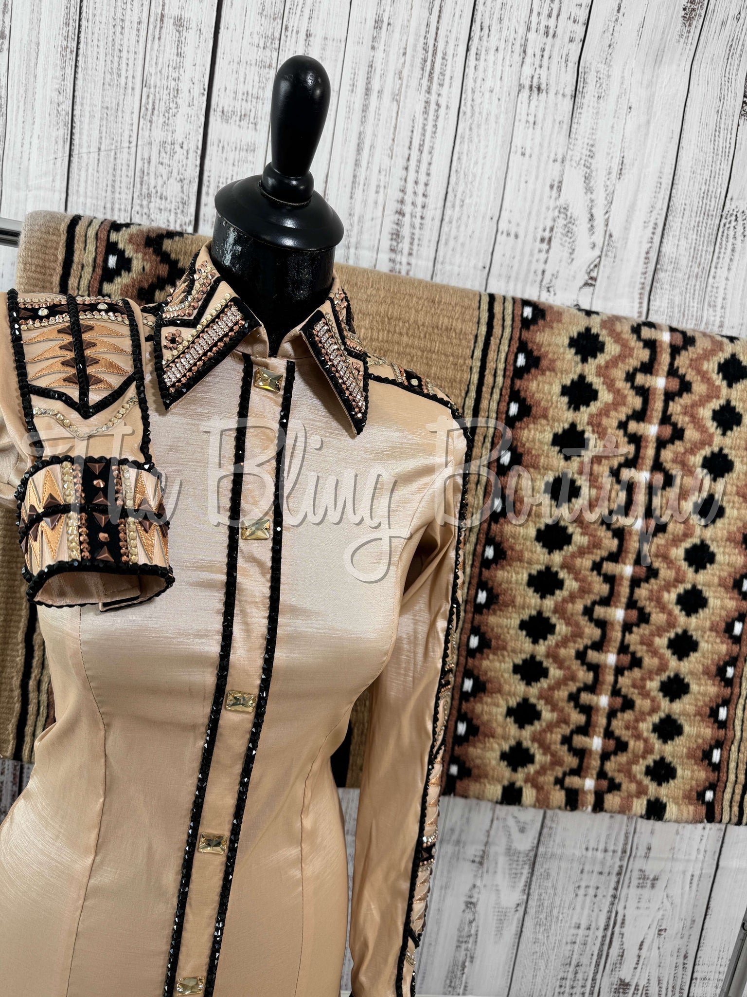 RE-ORDER Champagne, Black & Rose Gold Day Shirt Set (Choose Your Size)