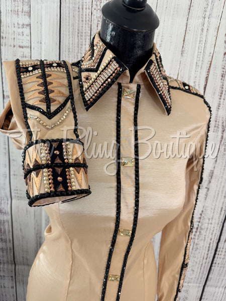 RE-ORDER Champagne, Black & Rose Gold Day Shirt Set (Choose Your Size)