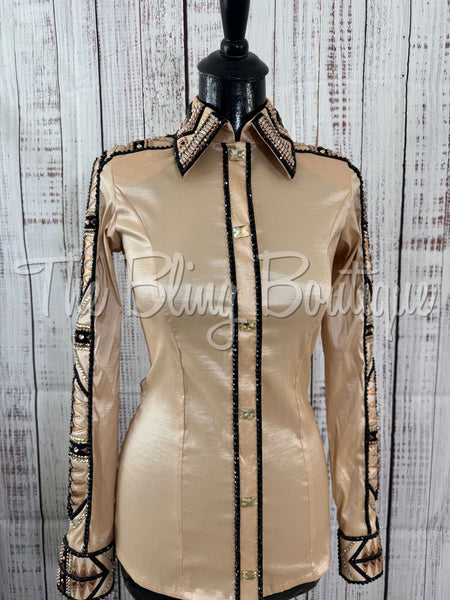 RE-ORDER Champagne, Black & Rose Gold Day Shirt Set (Choose Your Size)