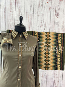 Olive Green & Tan Day Shirt Set (2XL)