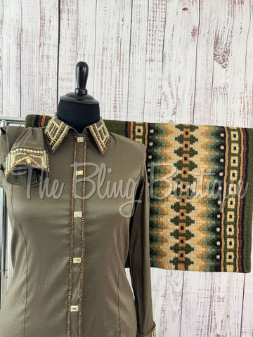 Olive Green & Tan Day Shirt Set (2XL)