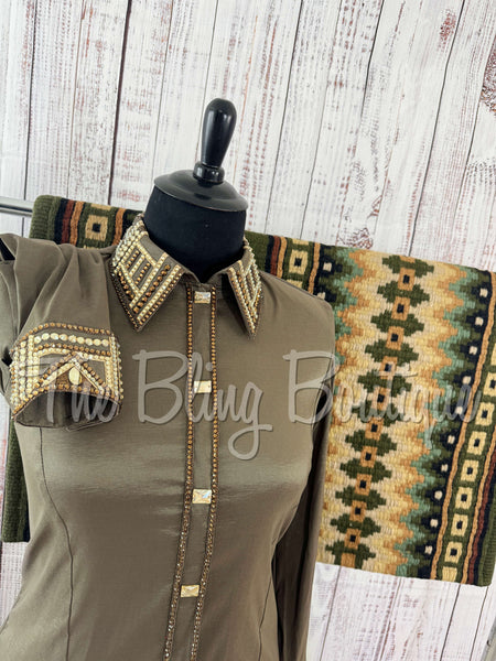 Olive Green & Tan Day Shirt Set (2XL)