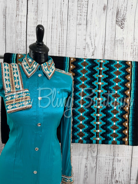 Teal & Tan Day Shirt Set (S)
