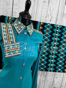 Teal & Tan Day Shirt Set (S)