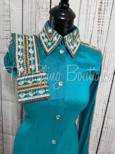 Teal & Tan Day Shirt Set (S)