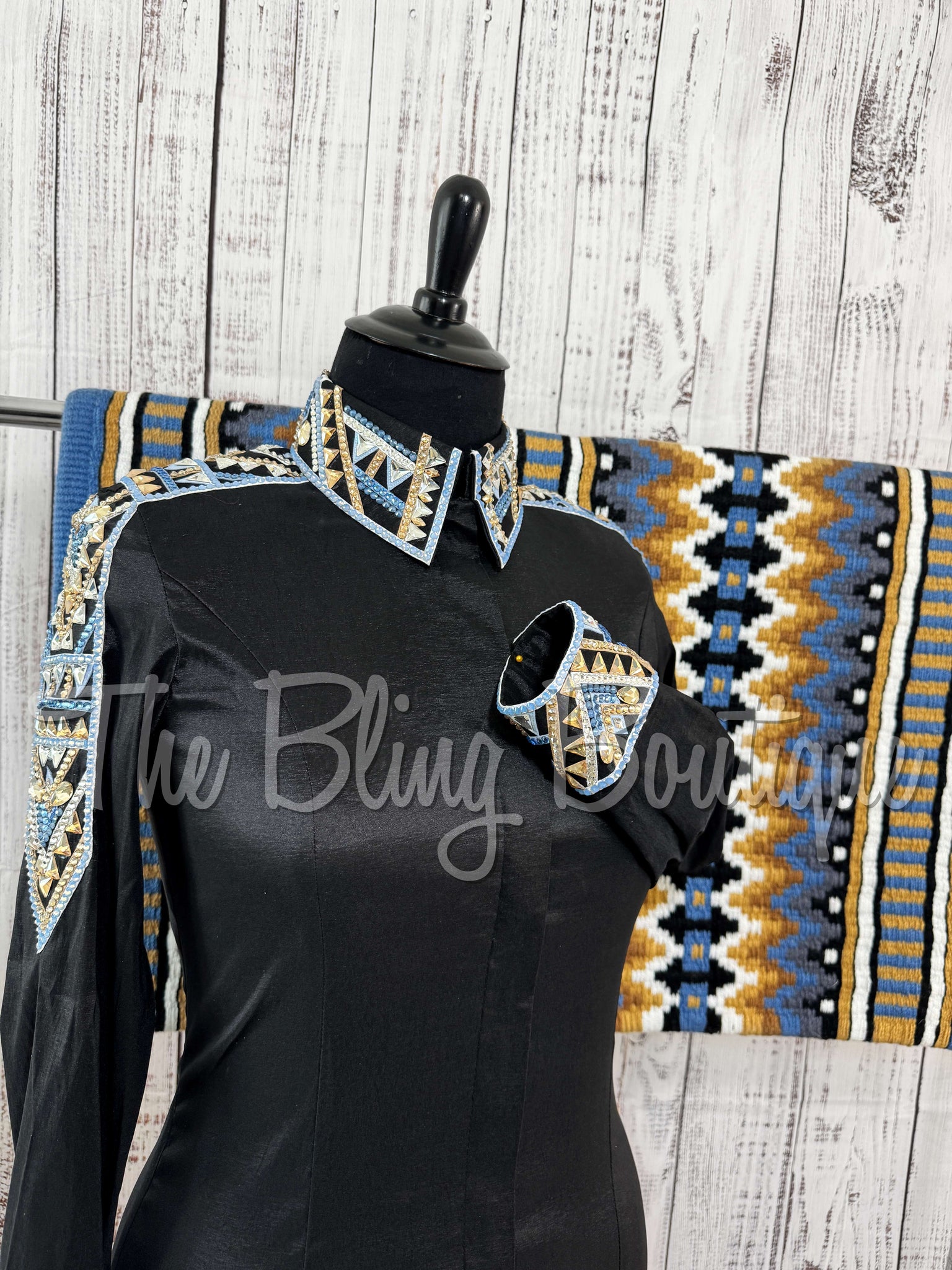 RE-ORDER Black, Periwinkle & Tan Day Shirt Set (Choose Your Size)