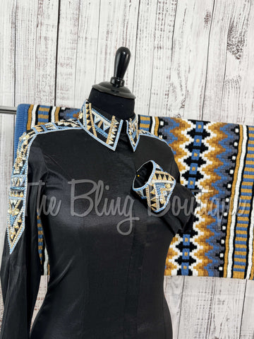 RE-ORDER Black, Periwinkle & Tan Day Shirt Set (Choose Your Size)