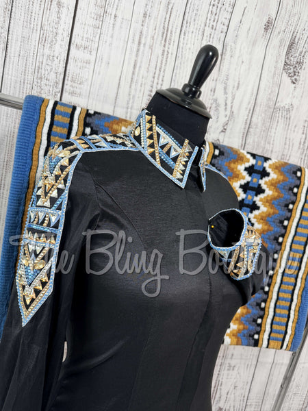 RE-ORDER Black, Periwinkle & Tan Day Shirt Set (Choose Your Size)