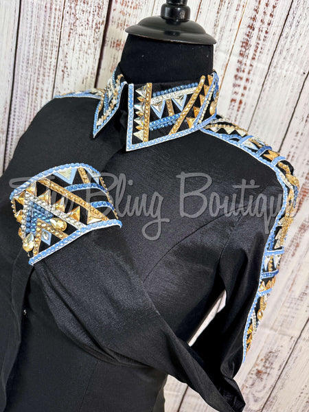 RE-ORDER Black, Periwinkle & Tan Day Shirt Set (Choose Your Size)