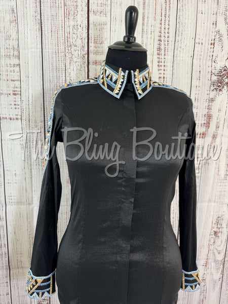 RE-ORDER Black, Periwinkle & Tan Day Shirt Set (Choose Your Size)