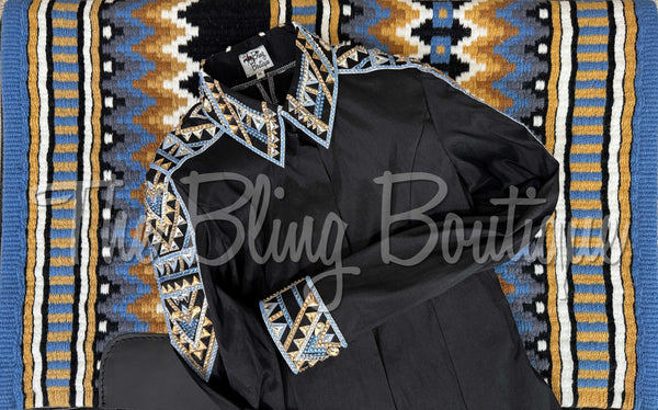 RE-ORDER Black, Periwinkle & Tan Day Shirt Set (Choose Your Size)