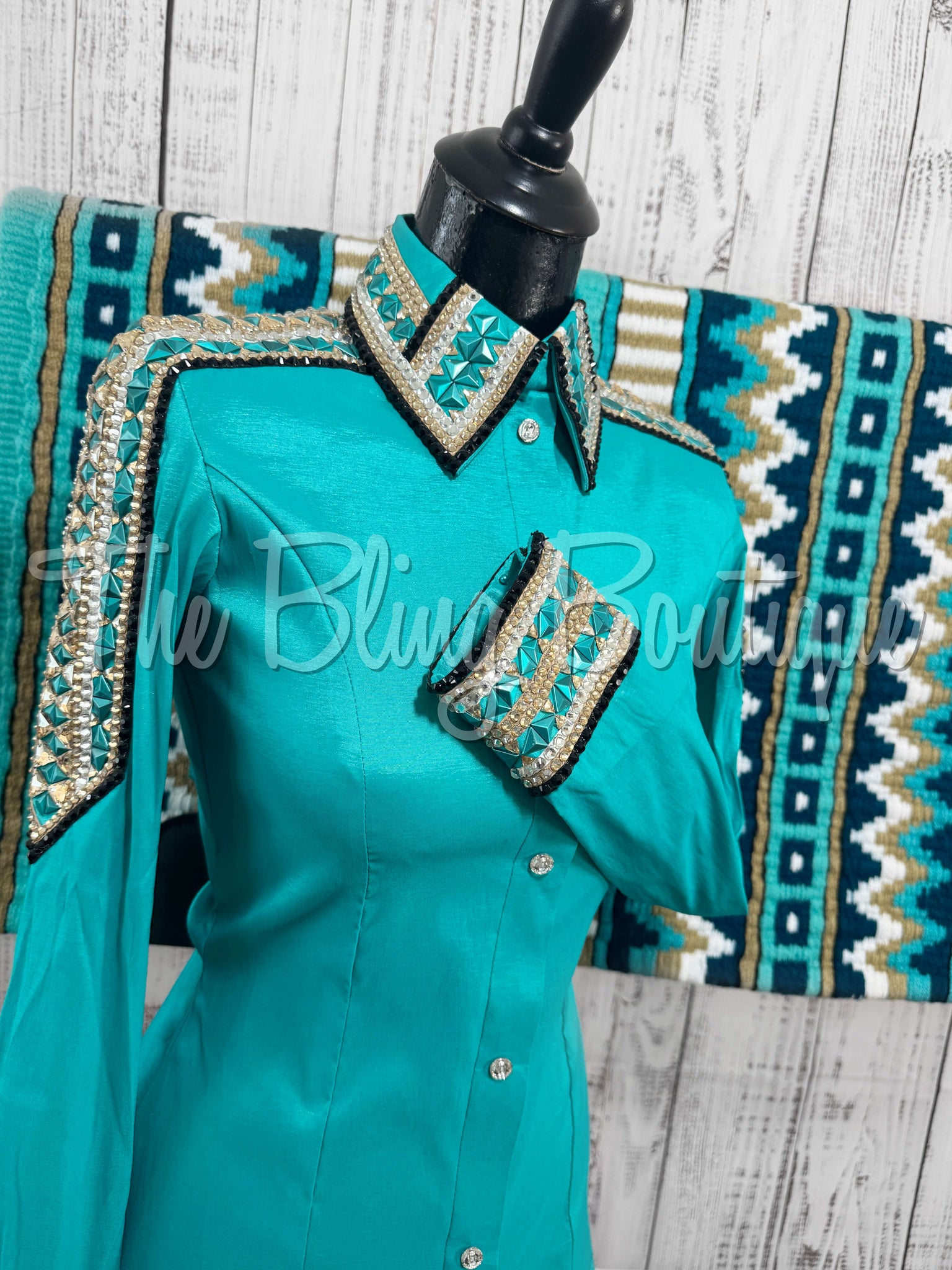 Teal, Tan, White & Black Day Shirt Set (XS/S)