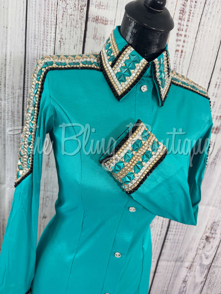 Teal, Tan, White & Black Day Shirt Set (XS/S)