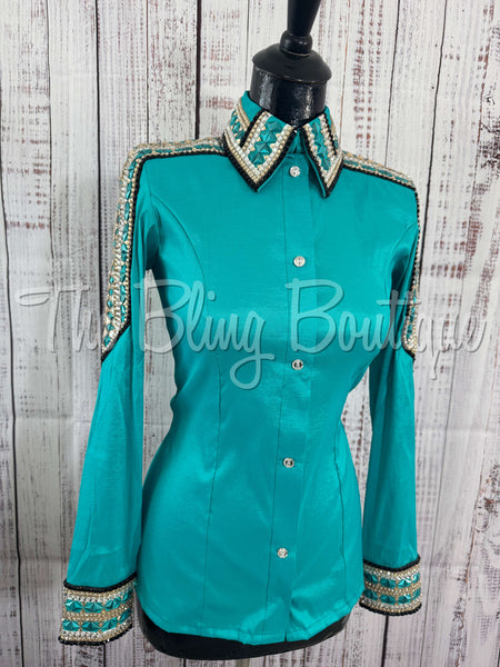 Teal, Tan, White & Black Day Shirt Set (XS/S)