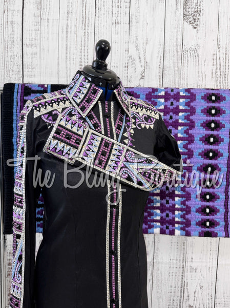 Black, Purple & Periwinkle Day Shirt Set (Large)
