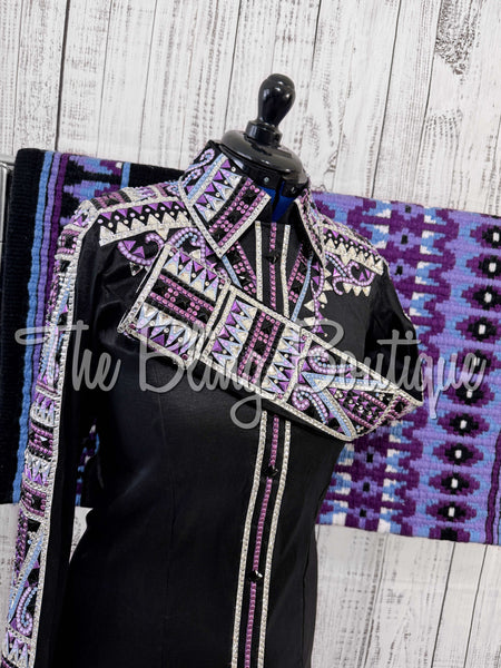 Black, Purple & Periwinkle Day Shirt Set (Large)
