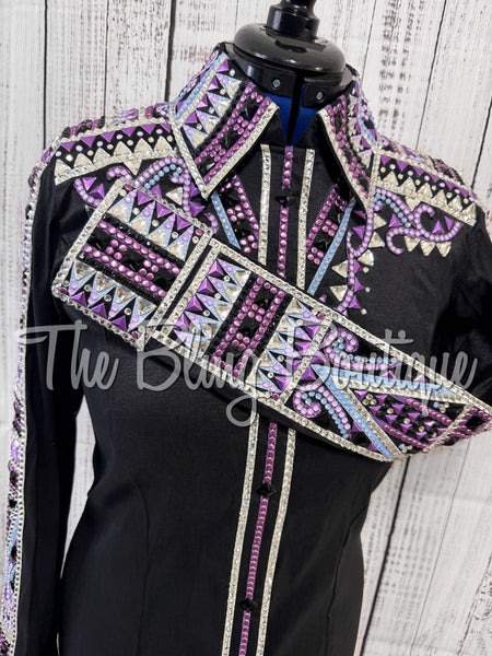 Black, Purple & Periwinkle Day Shirt Set (Large)