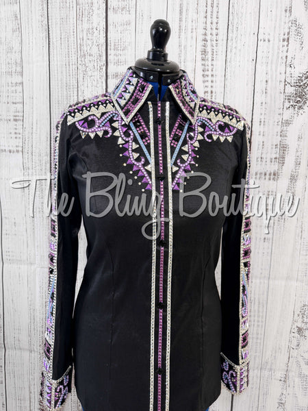 Black, Purple & Periwinkle Day Shirt Set (Large)