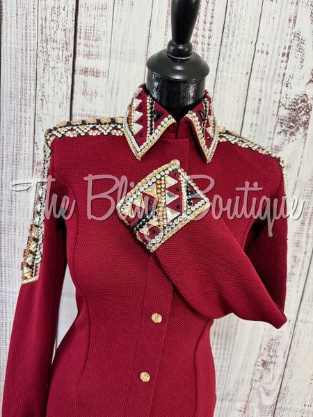 Dark Red, Tan, Black & White Day Shirt Set (XS/S)