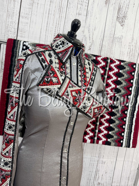 Grey, Dark Red & Black Day Shirt Set (Medium)