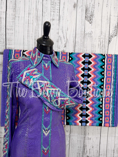 Lavender, Turquoise & Pink Iridescent Day Shirt Set (Small)