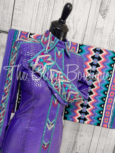 Lavender, Turquoise & Pink Iridescent Day Shirt Set (Small)