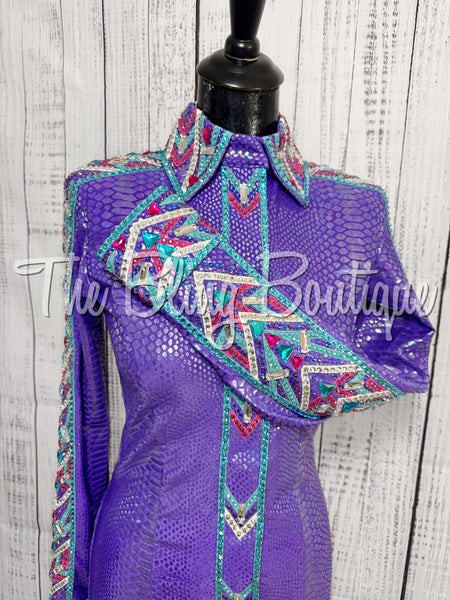 Lavender, Turquoise & Pink Iridescent Day Shirt Set (Small)