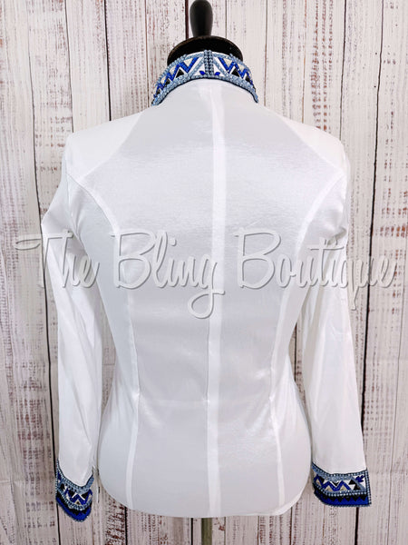 White & Shades Of Blue Day Shirt Set (XL)