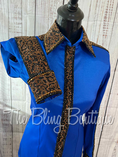 Royal Blue Leopard Day Shirt Set (M)