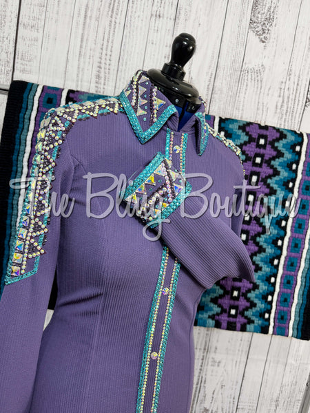Purple & Turquoise Day Shirt Set (Medium)